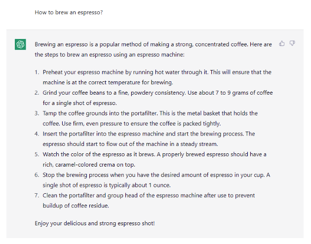 ChatGPT Describes an Espresso