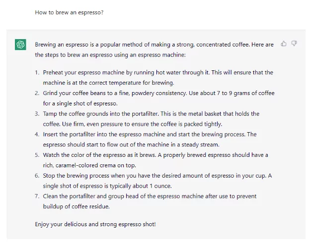ChatGPT Describes an Espresso